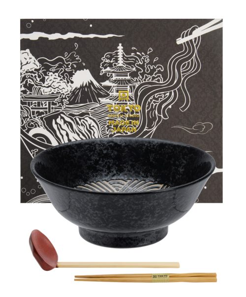 Tokyo Design Studio - Masamura Seikaiha Black - Ramenkom Set - 3-delig - 1300ml