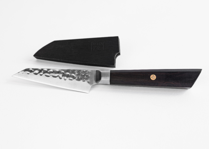 Couteau Kotai - Bunka Couteau d'Office Martelé avec Boîte en Bambou - 9cm – Image 5