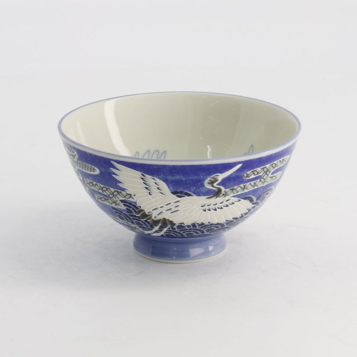 Grue de bol de riz Kawaii de Tokyo Design Studio 11.5x6cm 300ml Bleu