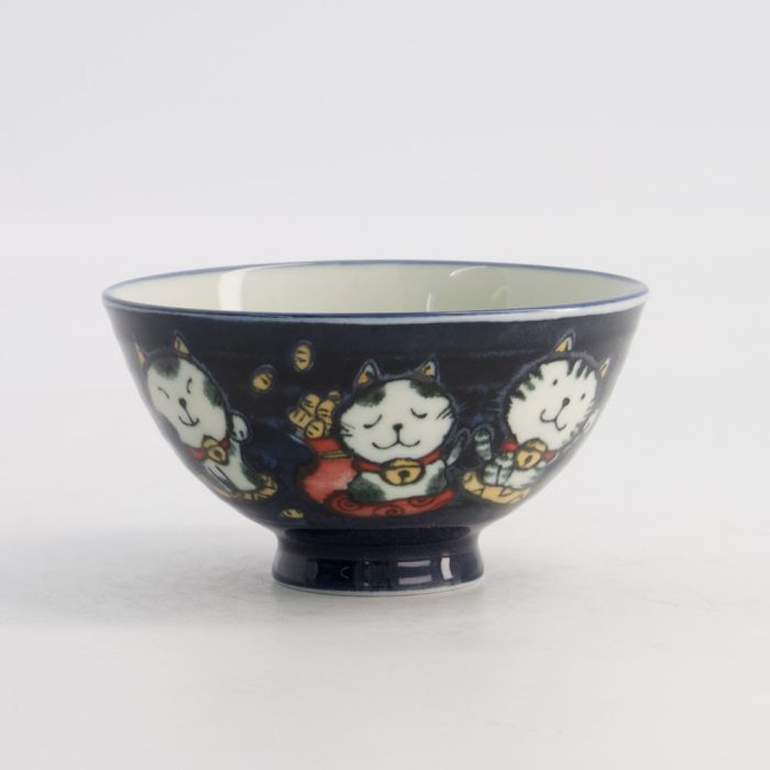 Tokyo Design Studio Kawaii Bol à Riz Chat Neko 11.5x6cm 300ml Bleu – Image 2
