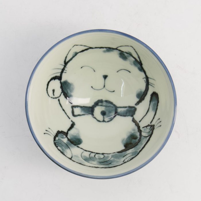 Tokyo Design Studio Kawaii Bol à Riz Chat Neko 11.5x6cm 300ml Bleu – Image 3