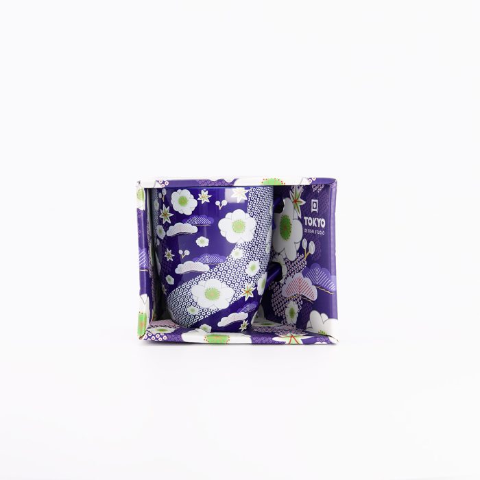 Tokyo Design Studio Tasse à fleurs Kawaii avec boîte-cadeau Bleu 8,5 x 10,2 cm 300 ml