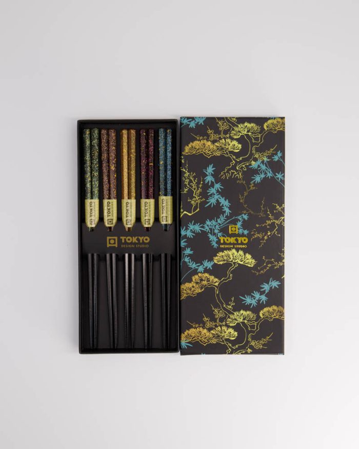 coffret cadeau baguettes - bois - bleu noir