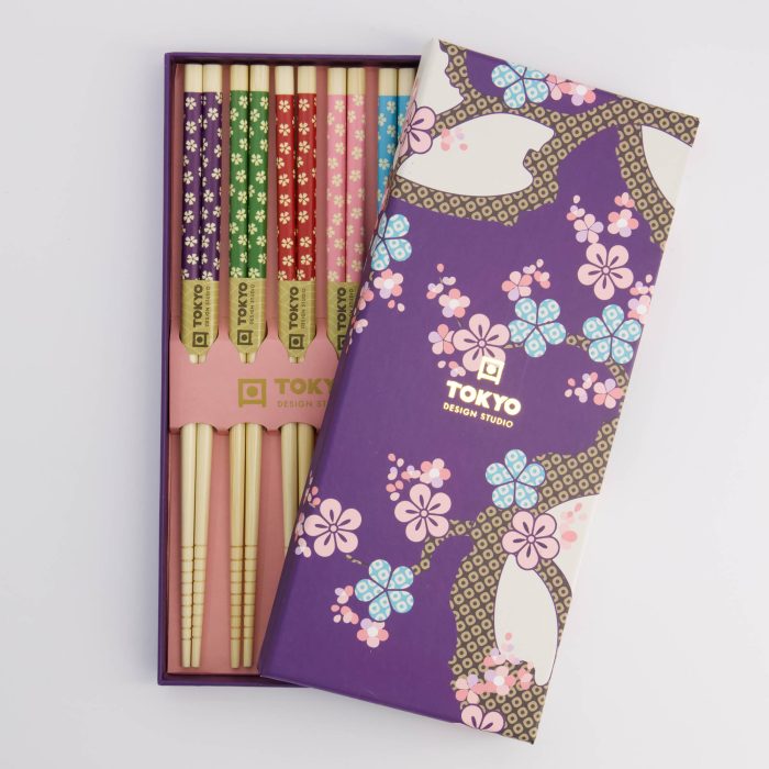 Coffret Cadeau Baguettes Tokyo Design Studio Sakura Bleu Foncé – Image 2