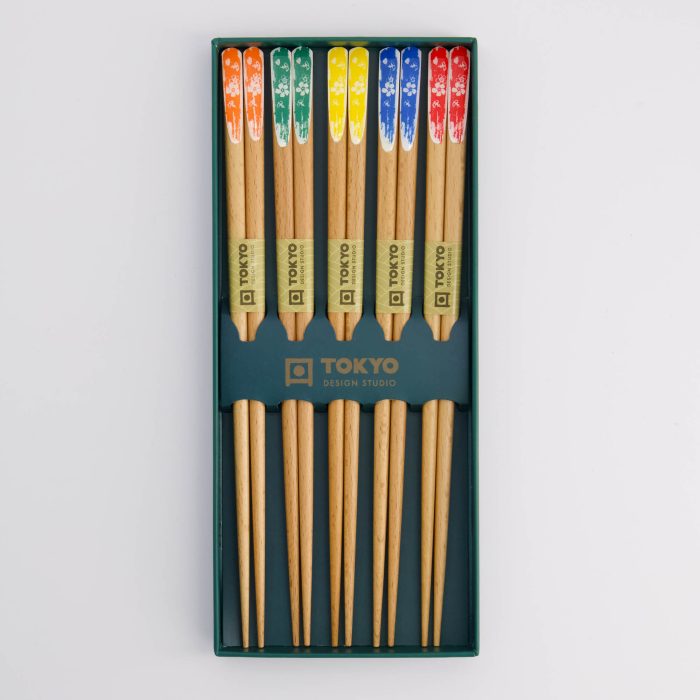 Tokyo Design Studio Coffret Cadeau Baguettes Bois Fleur Turquoise – Image 5