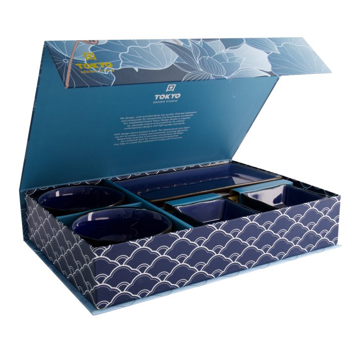Tokyo Design Studio - Glassy Dark Blue - Vaisselle Sushi - 8 pièces - 2 personnes