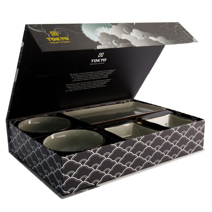 Tokyo Design Studio - Glassy Grey - Vaisselle Sushi - 8 pièces - 2 personnes