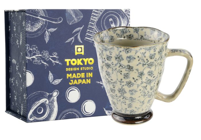 Tokyo Design Studio Mug Coffret cadeau 9x11cm 400ml Fleur bleue