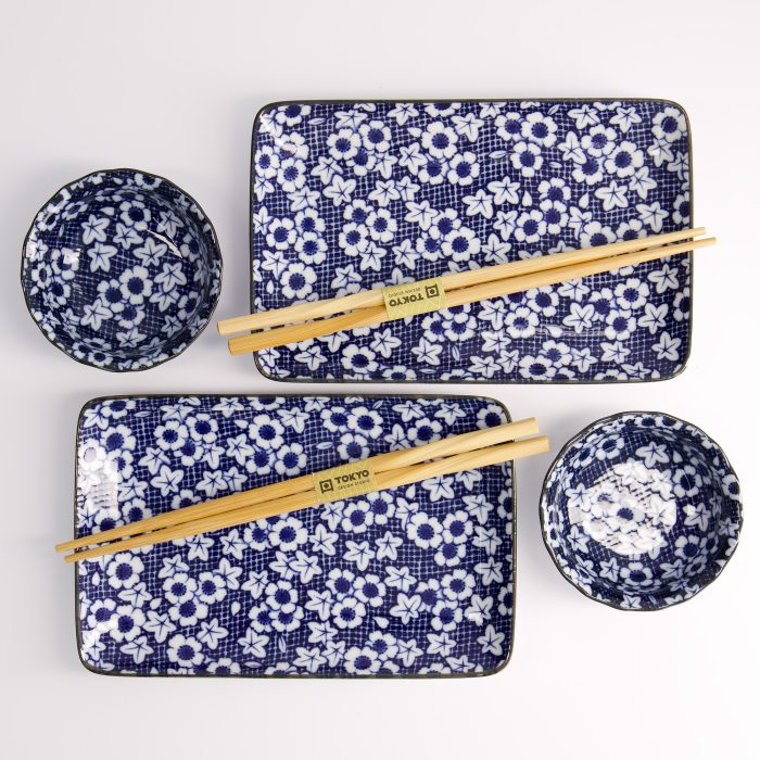 Tokyo Design Studio Nuome Shunjyu Sushi coffret cadeau 4 pièces avec baguettes – Image 3