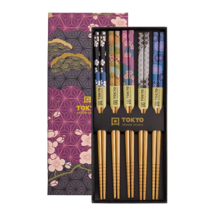 : Tokyo Design Studio - Baguettes - Coffret Cadeau - 10 Paires - Fleurs