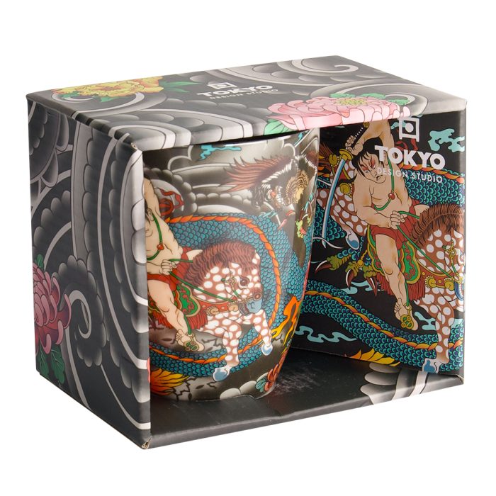 Tokyo Design Studio - Mug Dragon Bleu Yakuza - dans une Boîte-Cadeau - 8,5x10,2 cm - 380 ml