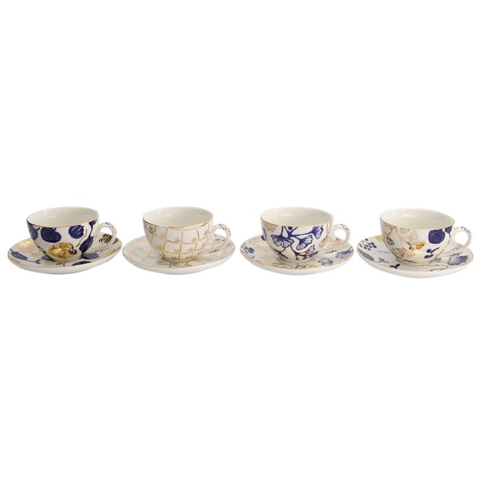 Tokyo Design Studio - Flora Japonica Gold - Ensemble de tasses et soucoupes - 4 designs différents - 100 ml – Image 3