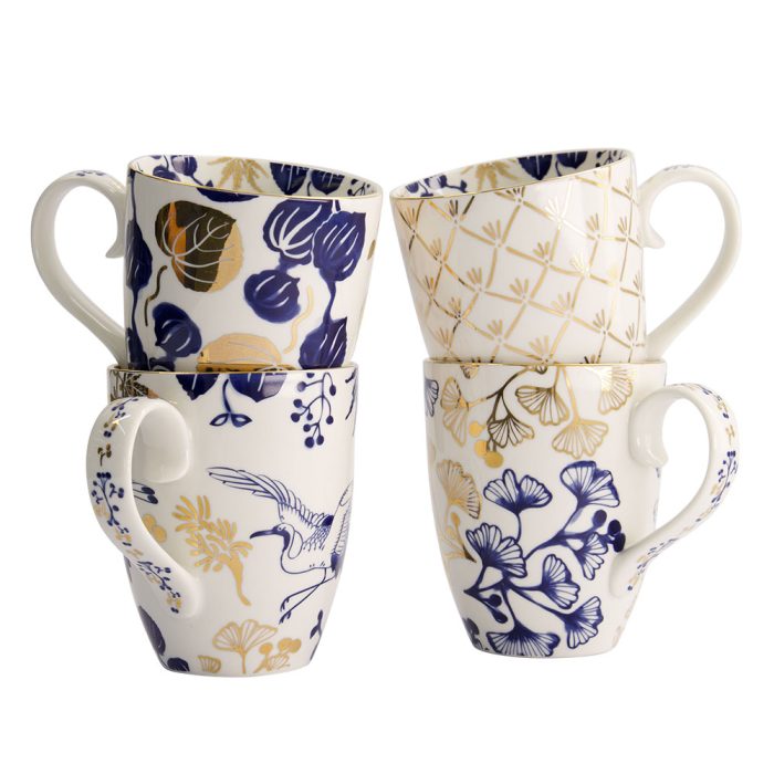 Tokyo Design Studio - Flora Japonica Gold - Ensemble de tasses à expresso - Ensemble de 4 pièces - 8,5 x 10,2 cm - 380 ml – Image 2