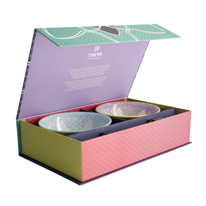 Tokyo Design Studio - Lily Flower - Ensemble de Bols - Inclus Baguettes - Violet/Bleu Clair - 14.4x6.8cm - 550ml – Image 3