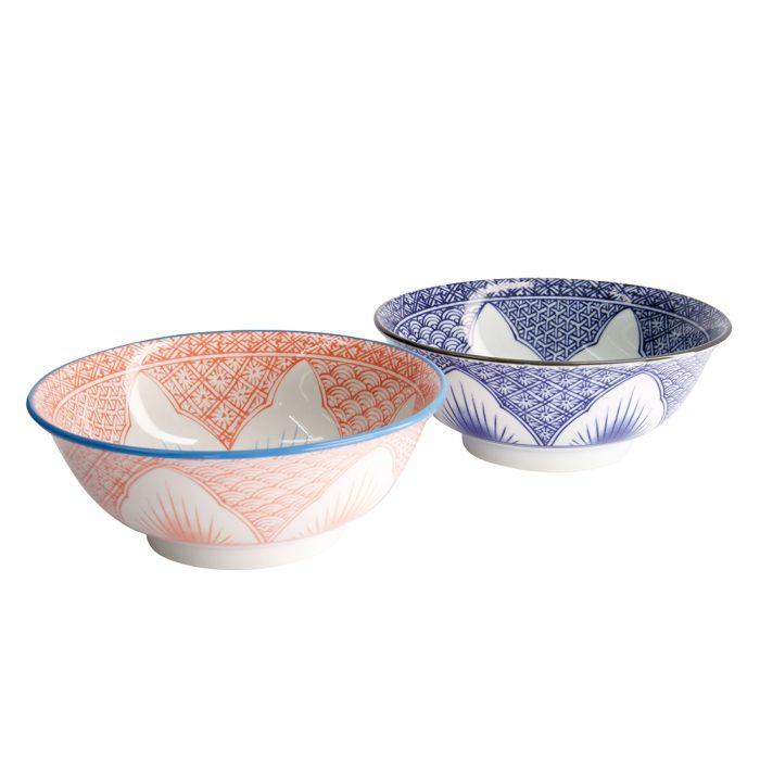 Tokyo Design Studio - Lily Flower - Ensemble de Bols - Rouge/Bleu - 20.5x8cm - 1200ml – Image 3