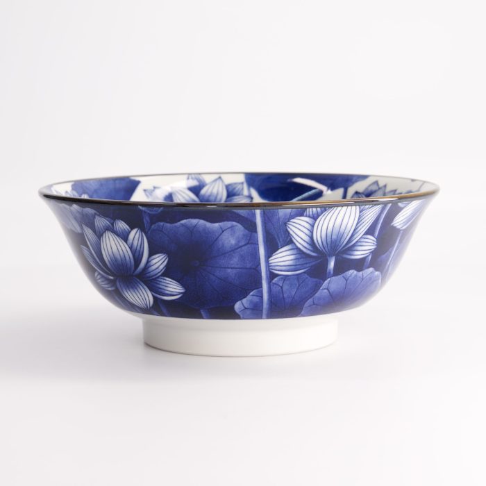 Tokyo Design Studio - Bol Wa Mixed - Lotus - 20.5x8cm - Bleu/Blanc – Image 3