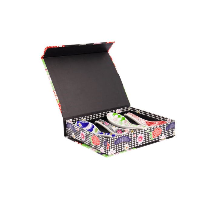 Tokyo Design Studio - Kawaii - Fleur Noire - Cuillère à Soupe - Coffret Cadeau - 4 pièces