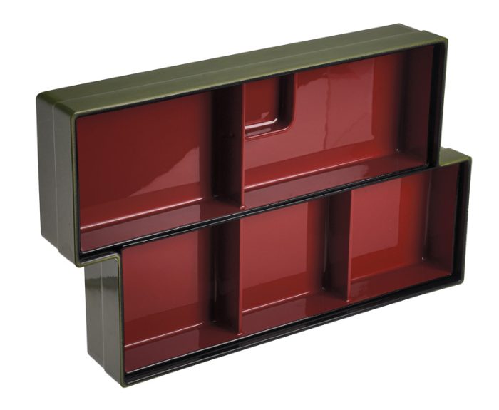 Boîte Bento Vert Noir/Rouge - Laque - 37,2x22,5x6,5 cm – Image 2