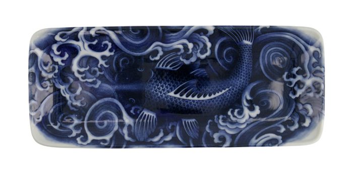 Tokyo Design Studio – Japonisme Carpe – Assiette Rectangulaire – Bleu – 28.5x14x2.5cm – Image 3