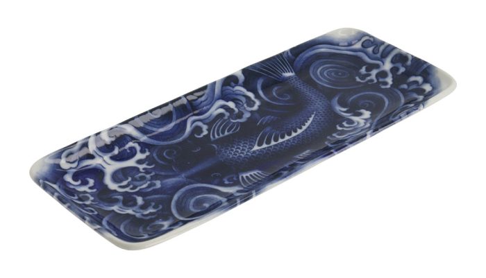 Tokyo Design Studio – Japonisme Carpe – Assiette Rectangulaire – Bleu – 28.5x14x2.5cm – Image 4