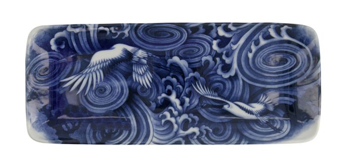 Tokyo Design Studio – Japonism Crane – Assiette rectangulaire – Bleu – 28.5x14x2.5cm – Image 2