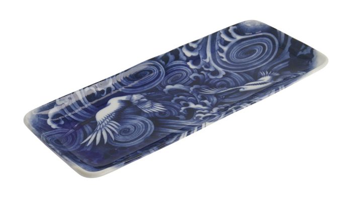 Tokyo Design Studio – Japonism Crane – Assiette rectangulaire – Bleu – 28.5x14x2.5cm – Image 3