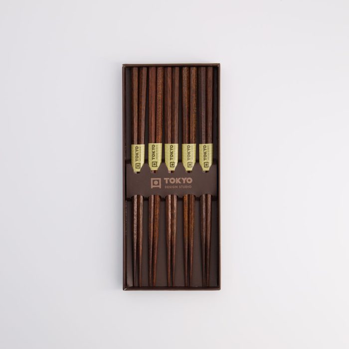 Tokyo Design Studio - Baguettes - Coffret cadeau/5 - Hexagone - Marron – Image 4