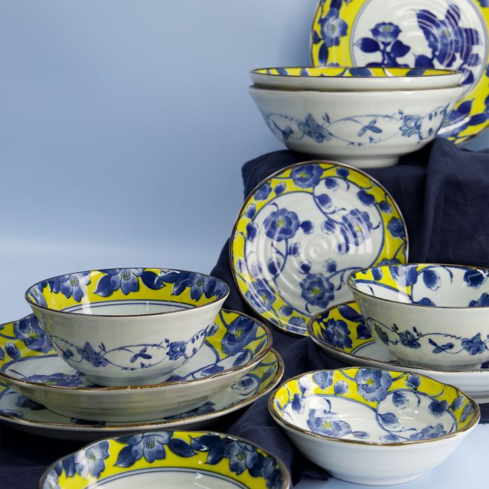 Tokyo Design Studio - Tsubaki - Grande Assiette - Jaune/Bleu - 24.7x3cm – Image 5