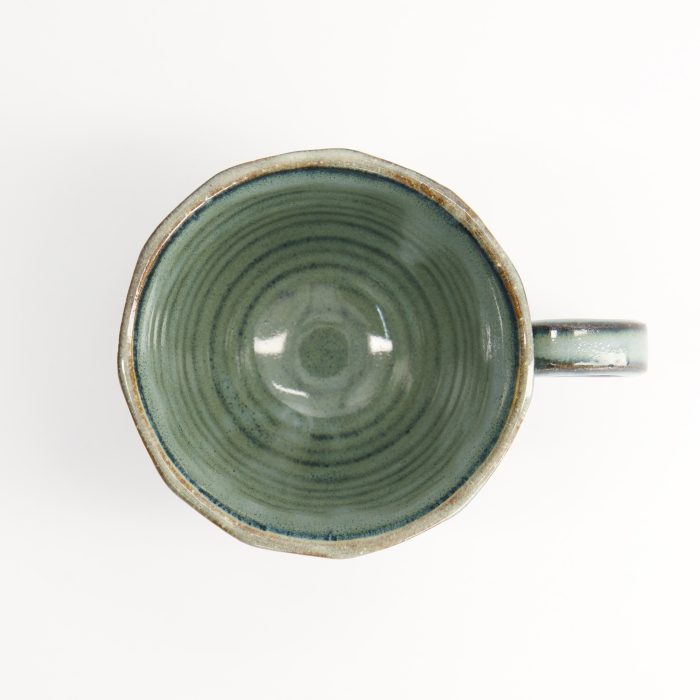 Tokyo Design Studio - Tasse Artisanale - Rayure Verte/Beige - 9.5x12.5x7.5cm – Image 3