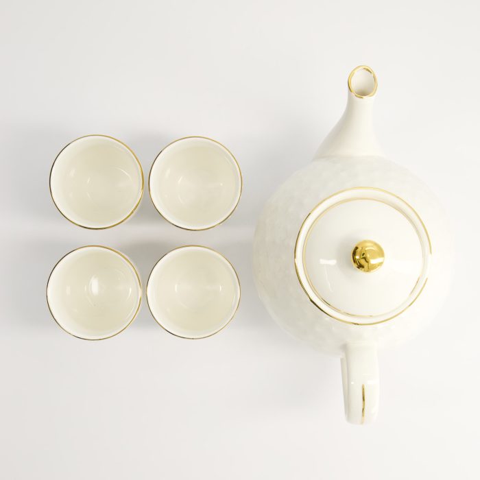 Tokyo Design Studio - Nippon White - Bord Doré - Ensemble à Thé - 1300ml - avec 4 Tasses 170ml – Image 3