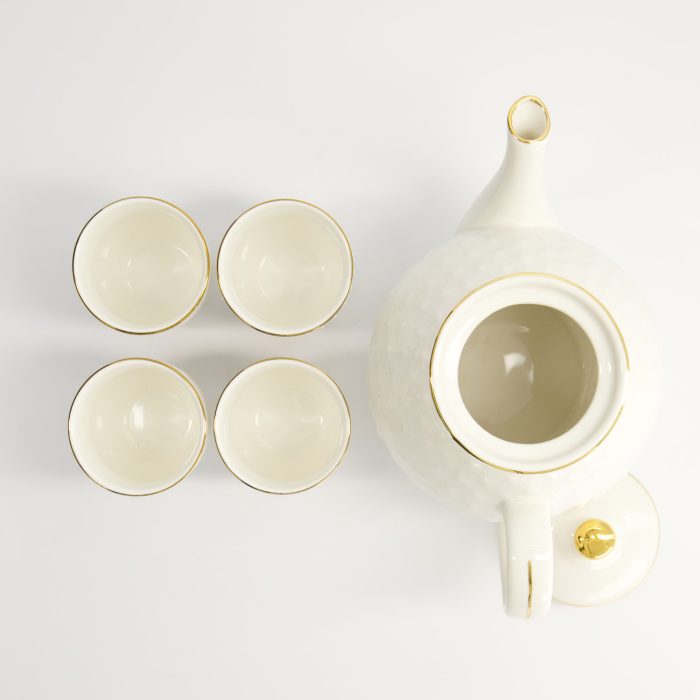 Tokyo Design Studio - Nippon White - Bord Doré - Ensemble à Thé - 1300ml - avec 4 Tasses 170ml – Image 4
