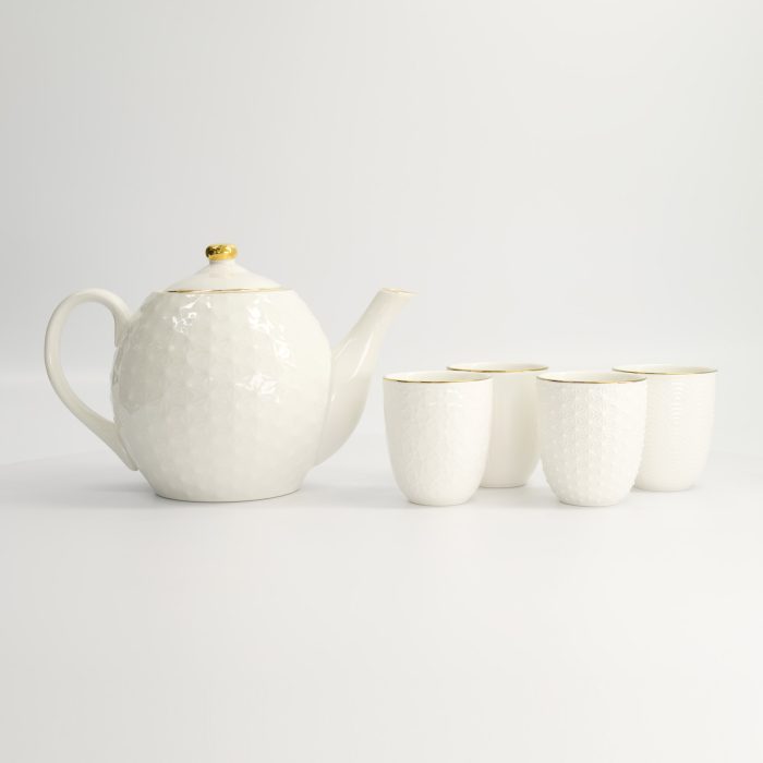 Tokyo Design Studio - Nippon White - Bord Doré - Ensemble à Thé - 1300ml - avec 4 Tasses 170ml – Image 7