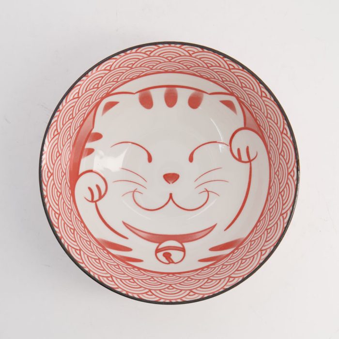 Tokyo Design Studio - Kawaii - Lucky Cat - Neko - Ramen Bowl - Rouge - 19,7x7cm - 1000ml – Image 3