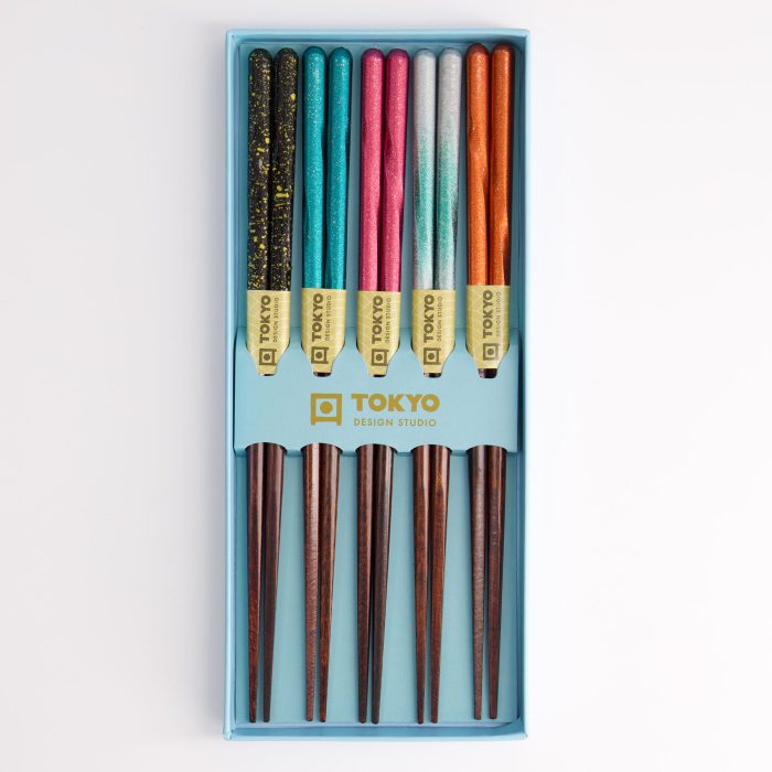 Tokyo Design Studio - Baguettes - Coffret cadeau/5 - Bois - Bleu - Nuage – Image 4