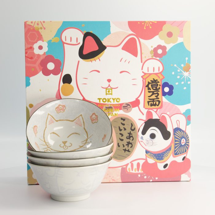 Tokyo Design Studio - Mixed Bowls - Kawaii Giftset - 4 pièces - Bleu - Luckycat - 15x7cm - 500ml – Image 3