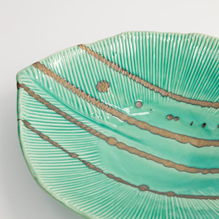Tokyo Design Studio - Yamasaku - Turquoise - Round Leaf Plate - 25.5x23x4cm – Image 4