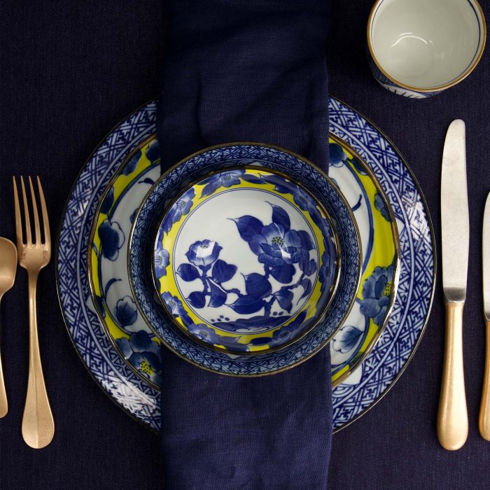 Tokyo Design Studio - Botan - Assiette - Jaune/Bleu - 13.9x4.1cm – Image 5
