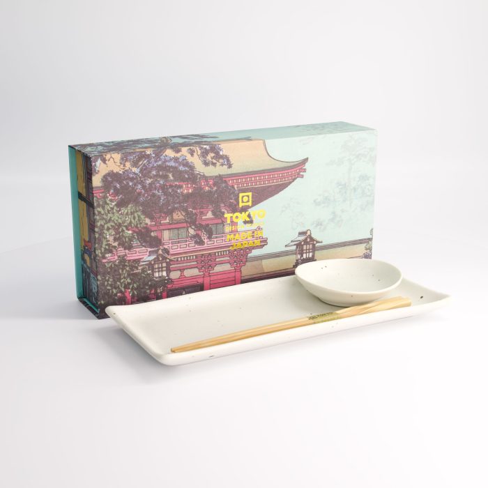 Tokyo Design Studio - Kohiki White Matte - Ensemble Sushi Deux Pièces avec Baguettes - 28,5x12,5cm & 10x2cm – Image 4
