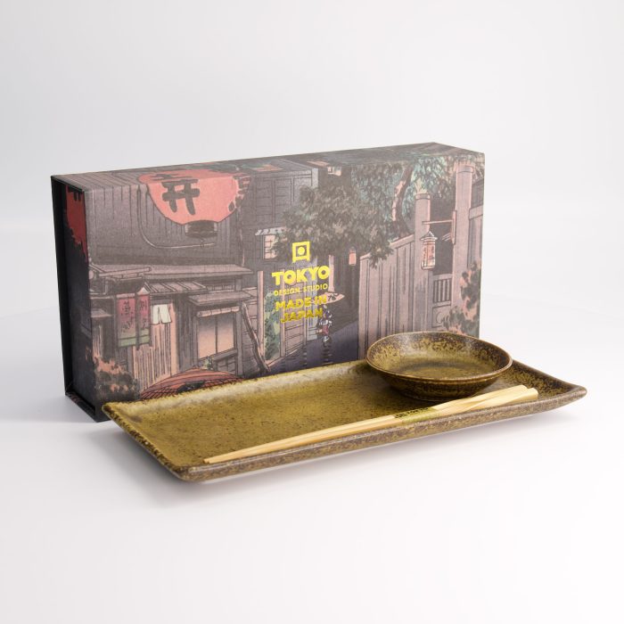 Tokyo Design Studio - Iga Irabo - Ensemble de Sushi en Deux Pièces avec Baguettes - 28.5x12.5cm & 10x2cm – Image 4