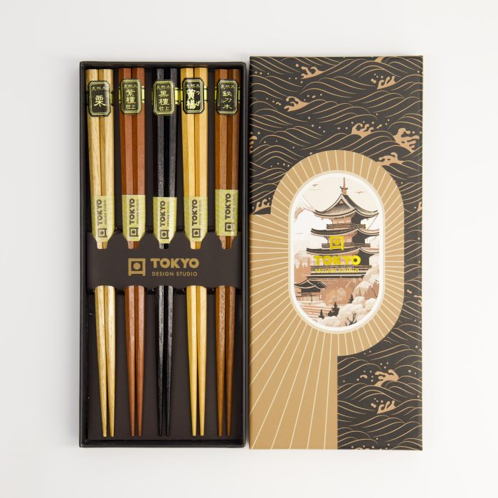 Tokyo Design Studio - Baguettes - Coffret Cadeau/5 - Hexagon Wood – Image 2
