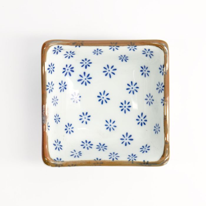 Assiette Carrée Fleur Mizu Japonaise - 8,5x3 cm