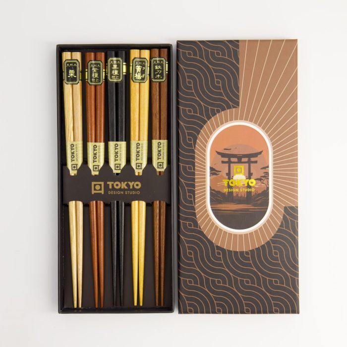 Tokyo Design Studio - Coffret de Baguettes en Bois - 5 paires – Image 2