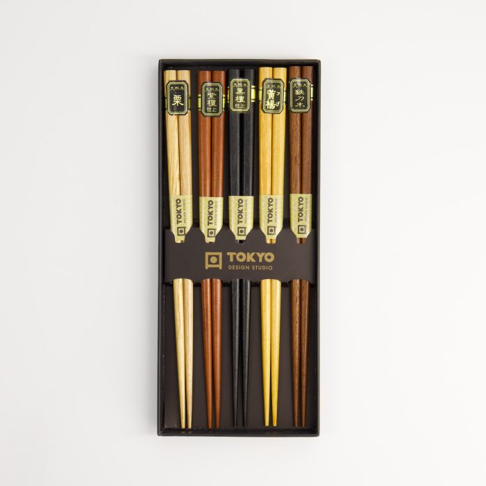 Tokyo Design Studio - Coffret de Baguettes en Bois - 5 paires – Image 4
