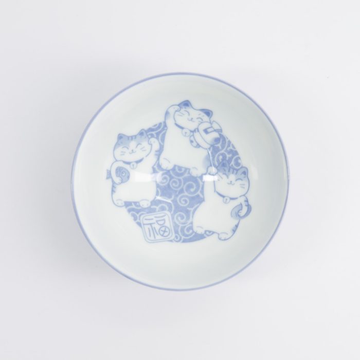 Tokyo Design Studio - Kawaii - Bol à Riz - Karakusa - Chat Porte-Bonheur - 11.5x6.2cm - 300ml - Bleu – Image 3