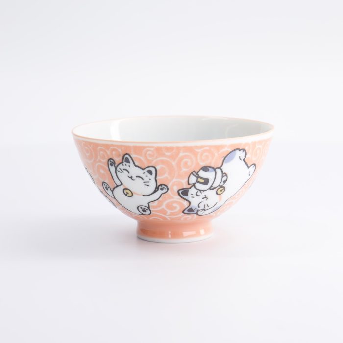 Tokyo Design Studio - Bol à Riz - Kawaii - Karakusa - Chat Porte-bonheur - 11.5x6.2cm - 300ml - Orange – Image 3