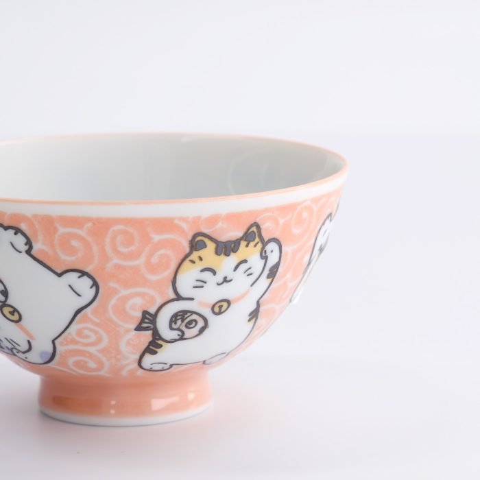 Tokyo Design Studio - Bol à Riz - Kawaii - Karakusa - Chat Porte-bonheur - 11.5x6.2cm - 300ml - Orange – Image 2