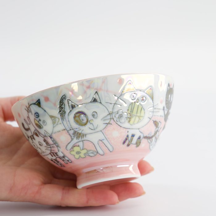 Tokyo Design Studio - Kawaii - Bol à Riz - 11.4x6.2cm - 300ml - Rose - Chat Drôle – Image 4