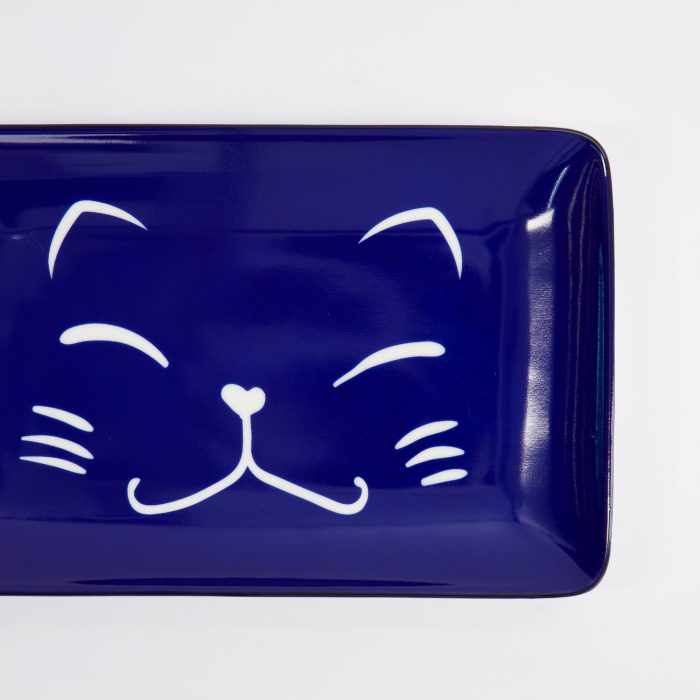 Tokyo Design Studio - Kawaii - Assiette Sushi Chat Porte-bonheur - Bleu - 21x13.5cm – Image 4