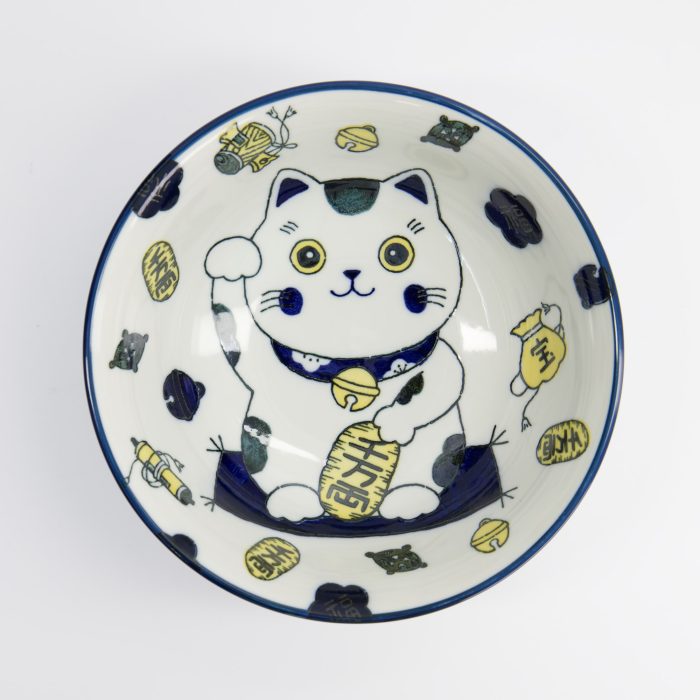 Tokyo Design Studio - Bol à Ramen Kawaii - Chat Porte-Bonheur Neko - Bleu - 20.8x8cm - 1000ml – Image 2