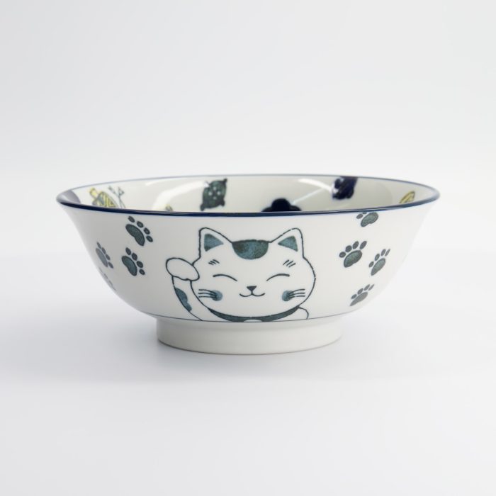 Tokyo Design Studio - Bol à Ramen Kawaii - Chat Porte-Bonheur Neko - Bleu - 20.8x8cm - 1000ml – Image 4